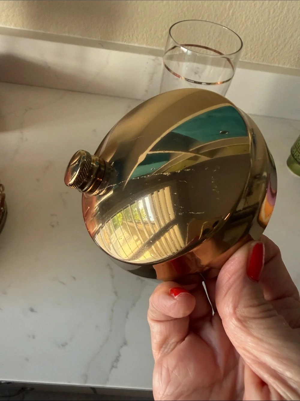 Mid Century Golden Wheat Tall Cocktail Shaker Glass